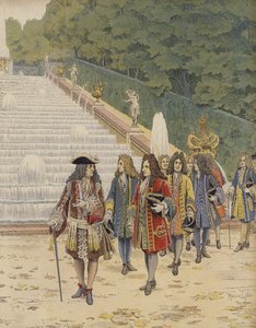 König Ludwig XIV. und Samuel Bernard in Marly, Besuch der Gärten von Maurice Leloir