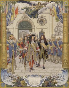 König Ludwig XIV. und die Eröffnung des Hôtel Royal Des Invalides von Maurice Leloir
