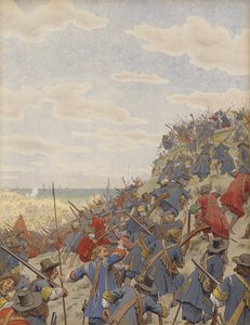 Die Schlacht der Dünen, die erste Position im Angriff auf die Spanier