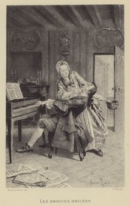 Die verbrannten Drogen (Gravur) von Maurice Leloir