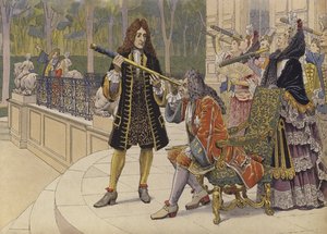 Die Sonnenfinsternis, König Ludwig XIV. und die Frauen des Hofes auf der Terrasse des Schlosses von Marly von Maurice Leloir