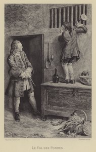 Der Diebstahl der Äpfel (Gravur) von Maurice Leloir