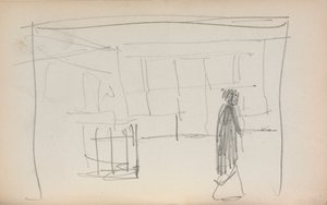 Italienisches Skizzenbuch: Figur in einem Innenraum (Seite 175) von Maurice Prendergast