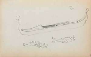 Italienisches Skizzenbuch: Gondel und zwei Gondoliere (Seite 14) von Maurice Prendergast
