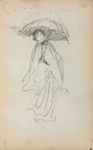 Italienisches Skizzenbuch: Stehende Frau mit Sonnenschirm (Seite 259) von Maurice Prendergast
