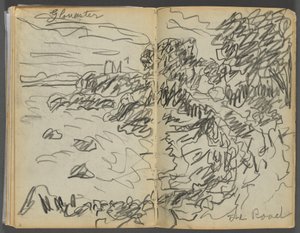 Skizzenbuch - Das Granitküstenhotel, Rockport, Seite 008 & 9: "Gloucester - Die Straße" von Maurice Prendergast