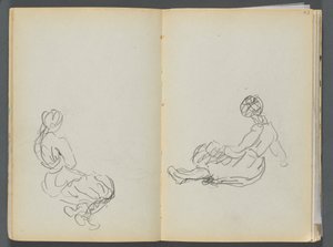 Skizzenbuch - The Granite Shore Hotel, Rockport, Seite 042 & 43: Zwei sitzende weibliche Figuren von Maurice Prendergast