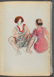 Skizzenbuch - The Granite Shore Hotel, Rockport: Sitzende Badende von Maurice Prendergast