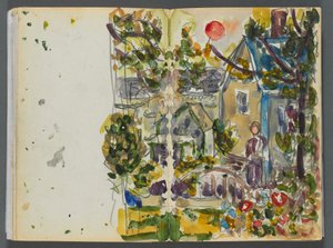 Skizzenbuch - The Granite Shore Hotel, Rockport, Seite 158 & 159: Haus und Garten von Maurice Prendergast