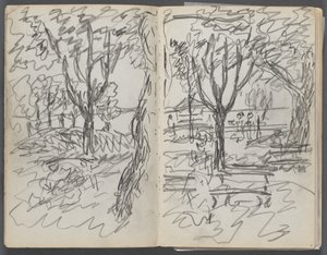 Skizzenbuch, The Dells, Nr. 127, Seite 008 & 9: Landschaft von Maurice Prendergast