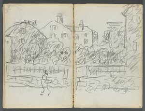 Skizzenbuch, Die Dells, Nr. 127, Seite 094 & 95: Dorfstraße von Maurice Prendergast