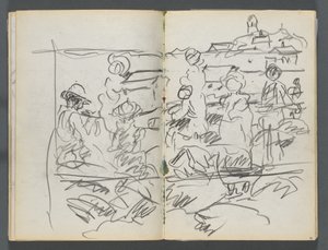 Skizzenbuch, Die Dells, Nr. 127, Seite 098 & 99: Figuren in einer Landschaft von Maurice Prendergast