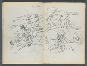 Skizzenbuch, The Dells, Nr. 127, Seite 100 & 101: Figuren am Strand von Maurice Prendergast