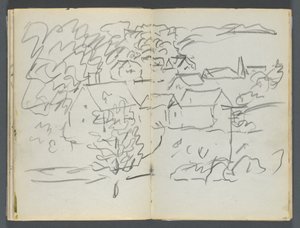 Skizzenbuch, The Dells, Nr. 127: Landschaft mit Häusern von Maurice Prendergast
