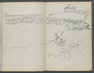 Skizzenbuch, The Dells, Nr. 127, Seite 130 & 131: Küstenansicht von Maurice Prendergast