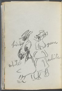 Skizzenbuch, Die Dells, Nr. 127, Seite 144: Zwei Figuren beim Gehen mit Farbanmerkungen von Maurice Prendergast