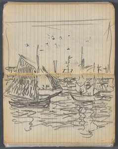 Skizzenbuch, Seite 056 & 57: Blick auf Segelboote von Maurice Prendergast