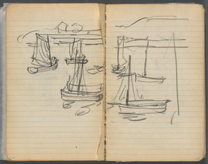 Skizzenbuch, Seite 124 & 125: Segelboote