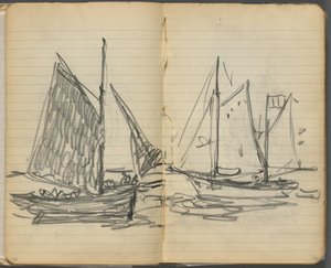 Skizzenbuch, Seite 156 & 157: Blick auf Segelboote von Maurice Prendergast