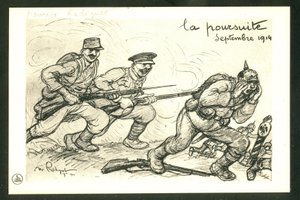 Postkarte, Satirique en N & B von Maurice Radiguet
