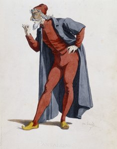 Kostüm und Theatercharakter: Pantalone (Hose, Doktor) aus „Masques et bouffons“ (Italienische Komödie), Text und Zeichnungen von Maurice Sand, Drucke von A. Manceau, Vorwort von Georges Sand, Paris, Michel Lévy Frères