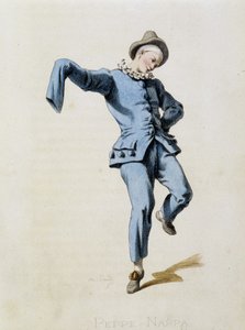 Peppe Nappa (Pierrot oder Peppe-Nappa) aus „Masques et bouffons“ (Italienische Komödie), Text und Zeichnungen von Maurice Sand, Drucke von A. Manceau, Vorwort von Georges Sand, Paris, Michel Lévy Frères