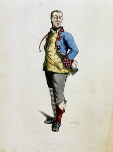 Stenterello - aus „Masques et bouffons“ (Italienische Komödie), Text und Zeichnungen von Maurice Sand, Drucke von A. Manceau, Vorwort von Georges Sand, Paris, Michel Lévy Frères