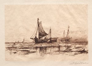 Fischerboote am Strand von Scheveningen von Maurits Frederik Hendrik De Haas