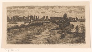 Pfad durch Landschaft mit Pfützen von Maurits van der Valk (signed by artist)