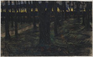 Waldansicht bei Sonnenuntergang von Maurits van der Valk