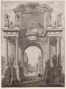Architektonische Capriccio mit einem Triumphbogen von Maurizio Pedetti