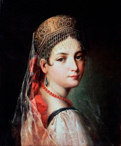 Porträt einer jungen Frau im Sarafan und Kokoshnik, 1820er Jahre von Mauro Gandolfi