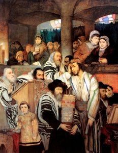 Juden beten in der Synagoge an Jom Kippur, 1878 von Maurycy Gottlieb