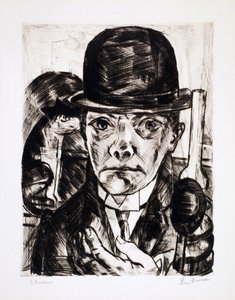 Selbstporträt mit Melone. Gravur von Max Beckmann (1884-1950)