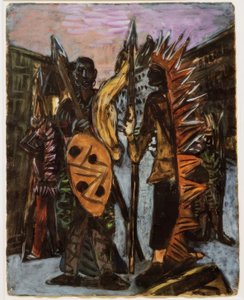 Jungen spielen Indianer von Max Beckmann
