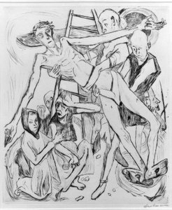 Halbakt mit Katze von Max Beckmann