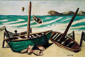 Küstenlandschaft mit Ballon von Max Beckmann