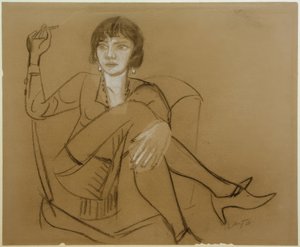 Quappi, im Clubsessel rauchend von Max Beckmann