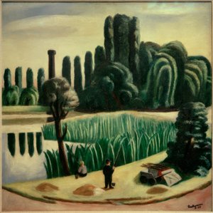 Seelandschaft mit Pappeln