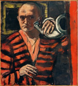 Selbstbildnis mit Horn von Max Beckmann