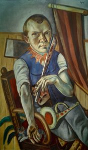 Selbstbildnis mit Pritsche und Trompete (Selbstbildnis als Clown)
