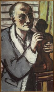 Selbstbildnis mit grauem Schlafrock von Max Beckmann