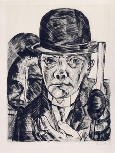 Selbstbildnis mit steifem Hut von Max Beckmann