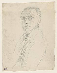 Selbstporträt im Halbprofil nach links (verworfen) von Max Beckmann