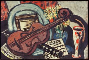 Stilleben mit Geige und Flöte von Max Beckmann