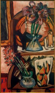 Stillleben mit zwei Blumenvasen