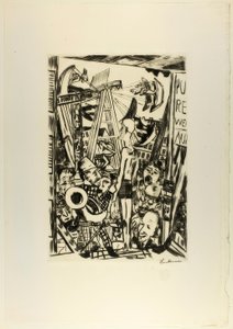 Der große Mann, Platte fünf aus Jahrmarkt von Max Beckmann