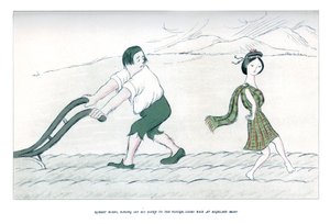 Robert Burns, der seine Hand an den Pflug gelegt hat, blickt zurück auf Highland Mary, 1904 von Henry Maximilian Beerbohm