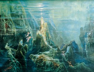 Deutschland, Bayreuth, Bühnenbild für die Aufführung Der Ring des Nibelungen - Das Rheingold von Richard Wagner, die Rheintöchter