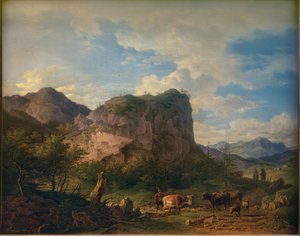 Kühe vor einer Felswand bei Oberaudorf von Max Joseph Wagenbauer